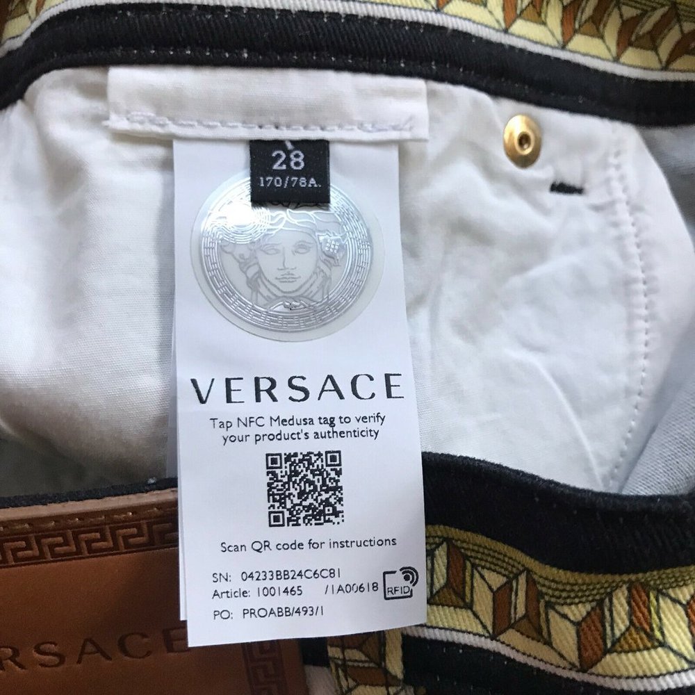 VERSACE Renaissance Print Denim Shorts - Picture 9 of 13